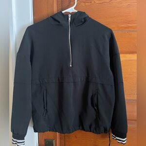 Avia Women’s Small Crop Jacket  Black 1/2 Zip Hooded Coat Pullover Top